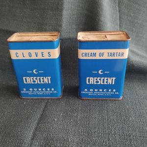 Vintage Crescent Spice Tins (2)